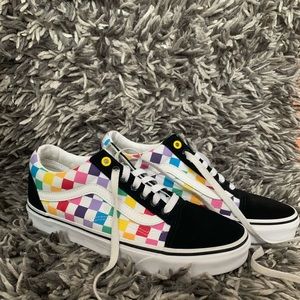 black vans with checkered sides